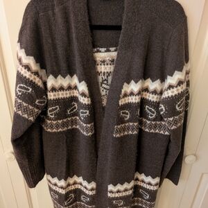 ☕🧶 Lane Bryant Coffee Knit Cardigan | Cozy Vibes, Whimsical Style ✨ Size 14/16